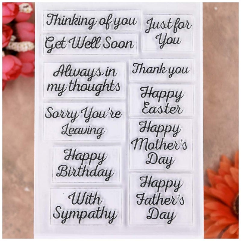 KWELLAM Words Just for you Happy Easter Mother's Day Father's Day Get Well Soon Happy Birthday With Sympathy Clear Stamps for Card Making Decoration and DIY Scrapbooking